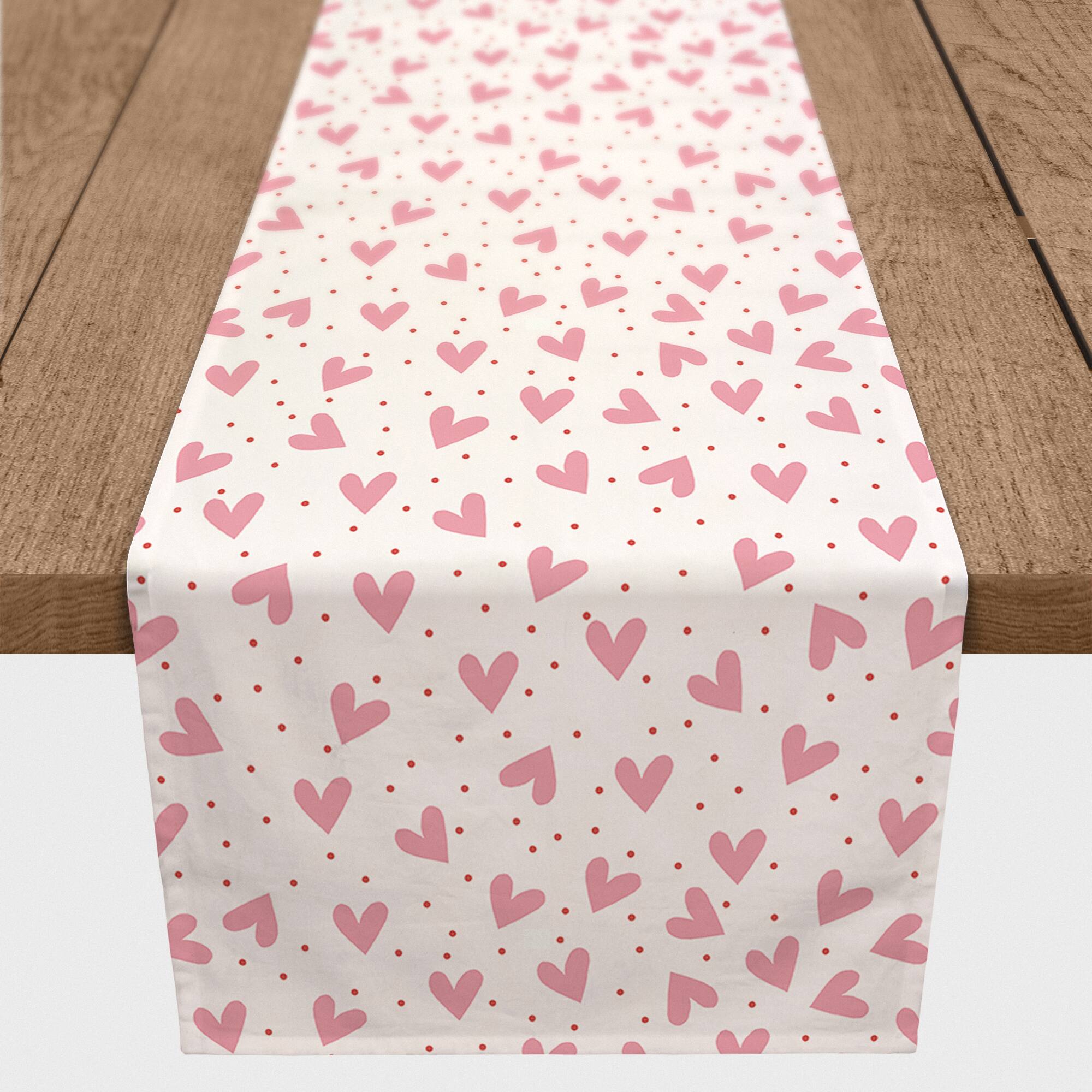 Heart Polka Pattern 16" x 72" Cotton Twill Runner